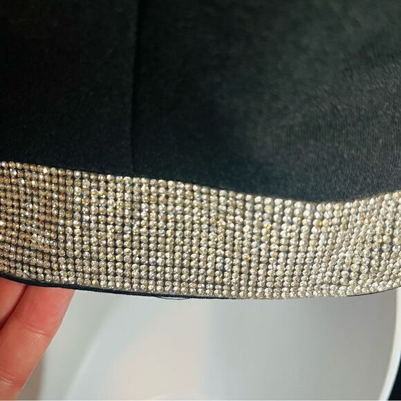 INA I'm Back Baby Black Sparkly Rhinestone Crop Top Black M NEW - Picture 11 of 13